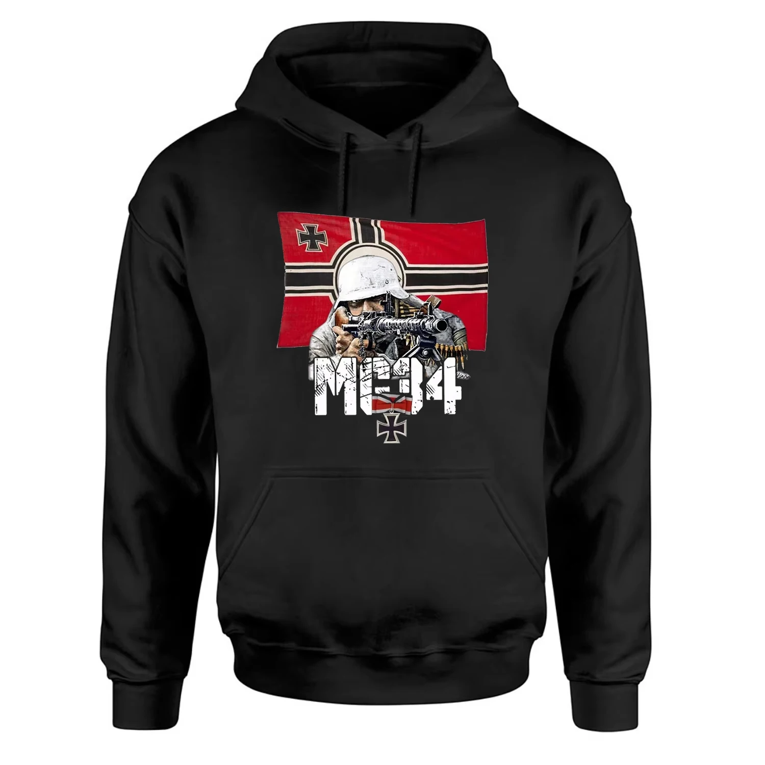 WWII Wehrmacht Snow Camouflage MG34 пуловер с капюшоном Machine Gunner, 100% хлопок, удобные повседневные мужские толстовки, уличная одежда