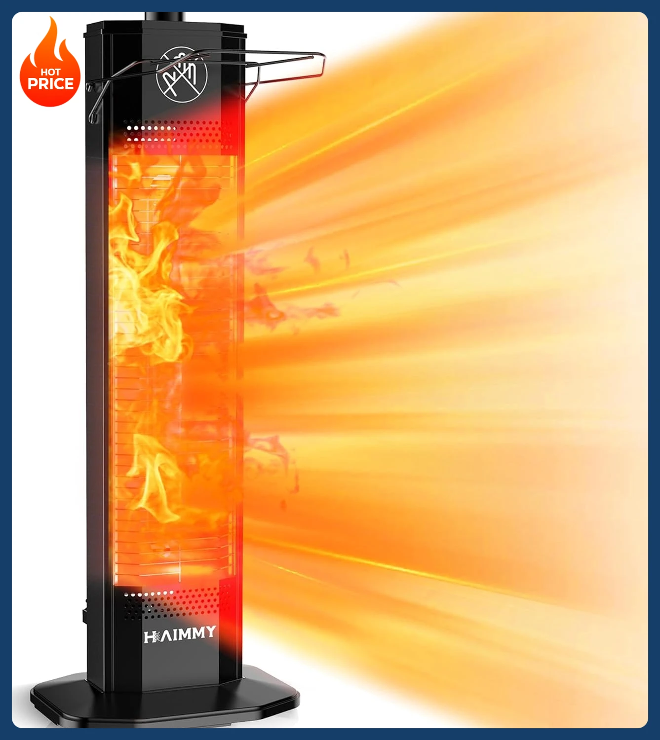 

[Ограниченное предложение по времени! ] Электрический обогреватель для патио на открытом воздухе, 27-дюймовый электрический обогреватель для патио, мгновенное отопление 1200 Вт, 2 уровня нагрева