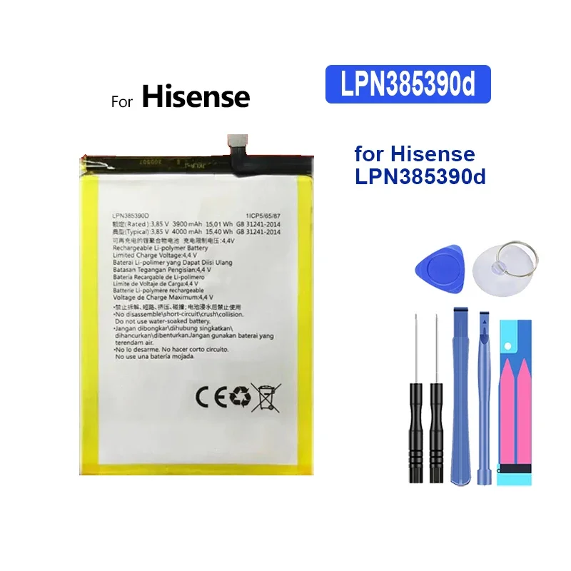 LPN الجديد 385390 بطارية بديلة D لبطاريات الهاتف المحمول Hisense A5 A5C FaceNote F1 HLTE202N + رمز المسار