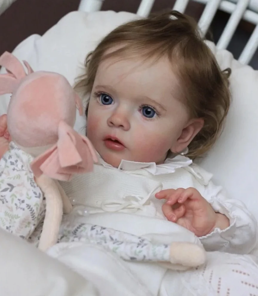 60 cm Missy Reborn Doll Kit, Already Painted Unfinished DIY Doll Parts with Rooted Curly Hair for Reborn Art Making
