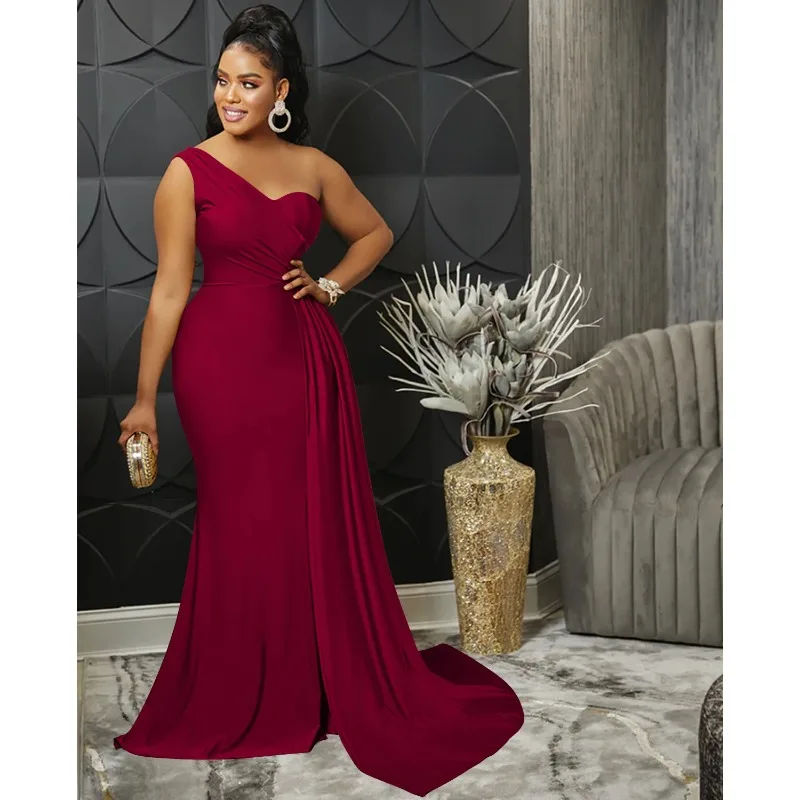 

One Shoulder Skew Neck Tassel Side Floor Length Mermaid Long Maxi Dress Women 2025 Sexy Party Club Even Prom Dresses