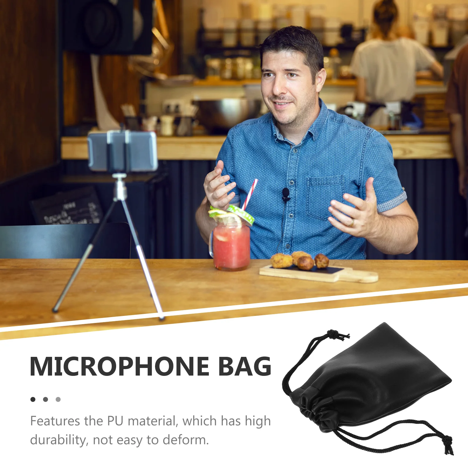 

4Pcs Microphone Bag Soft PU Mic Pouch Compact Carrying Storage Holder Organizer Protective Case Microphone Bag