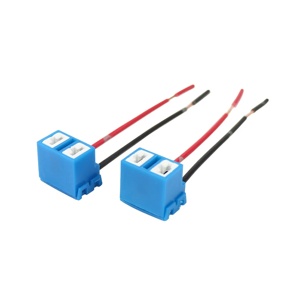 2Pcs H7 Connector Female Ceramic Sockets Auto Car Bulb Sockets Connectors Lamp Copper Wire Double Hole Pplug Adaptor With Wire
