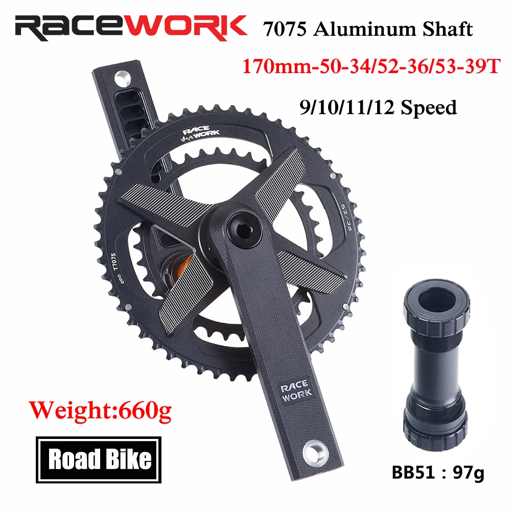 Road Bike Crankset Double Chainring 50-34T/52-36T/53-39T 170mm Crank Folding Bike Sprocket Crankset For SRAM GXP SHIMANO R8000