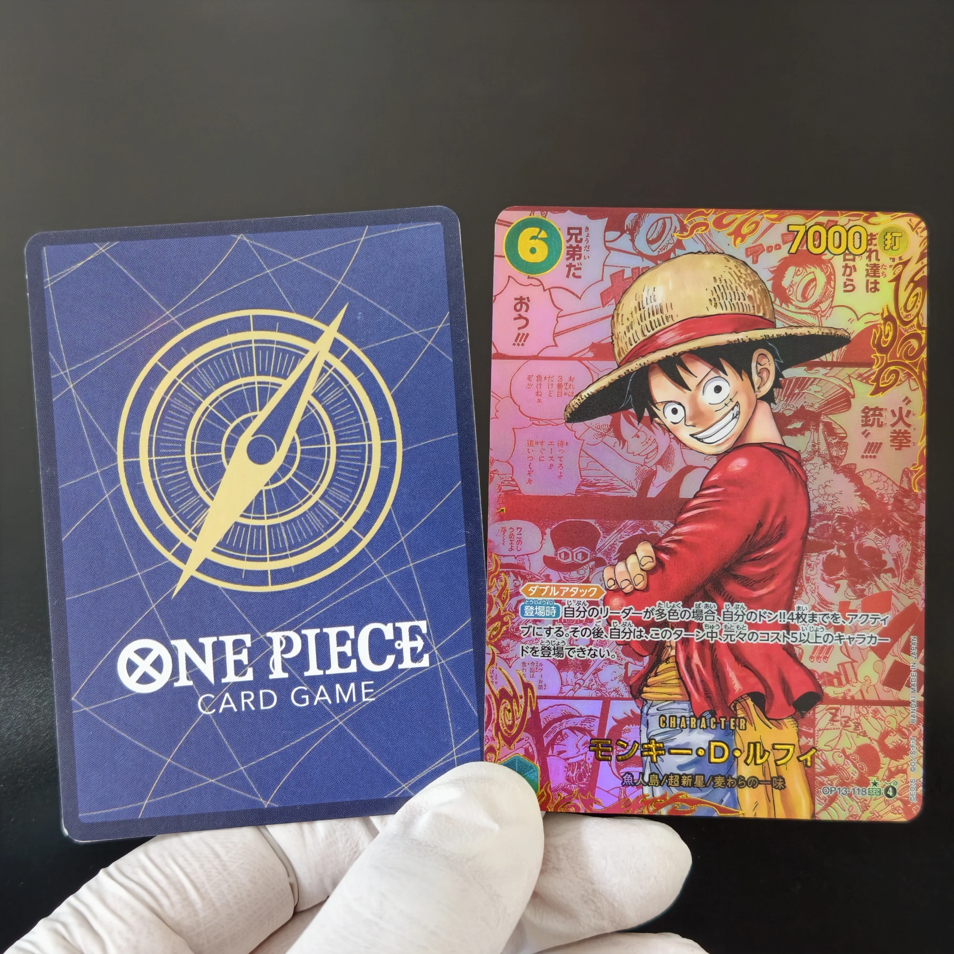 Japanese One Piece Card OP13 Luffy Sabo Ace 3‑Brothers Manga‑Panel Art Cards DIY TCG Golden Frame Holo Flash Collectible Cards