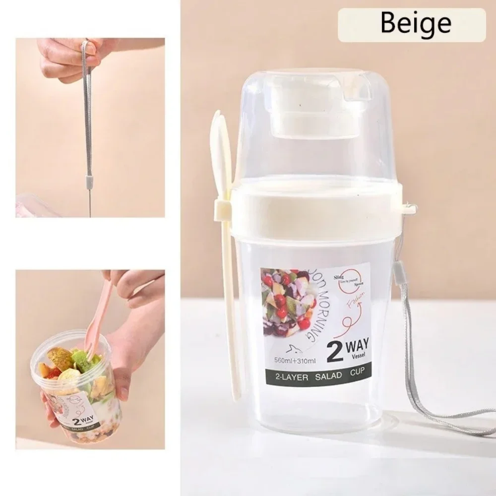 Tragbare Salat Tasse Frühstück Tasse Lebensmittel Stratifikation Joghurt Getreide Haferflocken Snacks Parfait Container Obst Box Tasse Mit Deckel Gabel