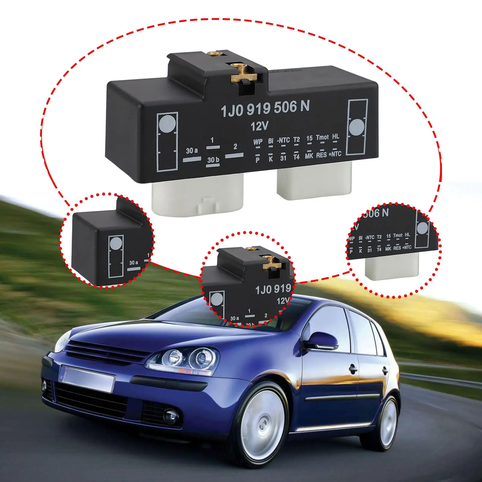 

Cooling Fan Control Unit 1J0919506N Radiator Fan Relay Automotive Accessories for Volkswagen Golf Jetta Spare Part Assembly