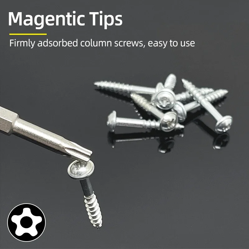 5/7 Pcs 5 Point Torx Screwdriver Bits 50mm S2 Magnetic Star Screw Driver 1/4" Hex Shank T10 T15 T20 T25 T27 T30 T40