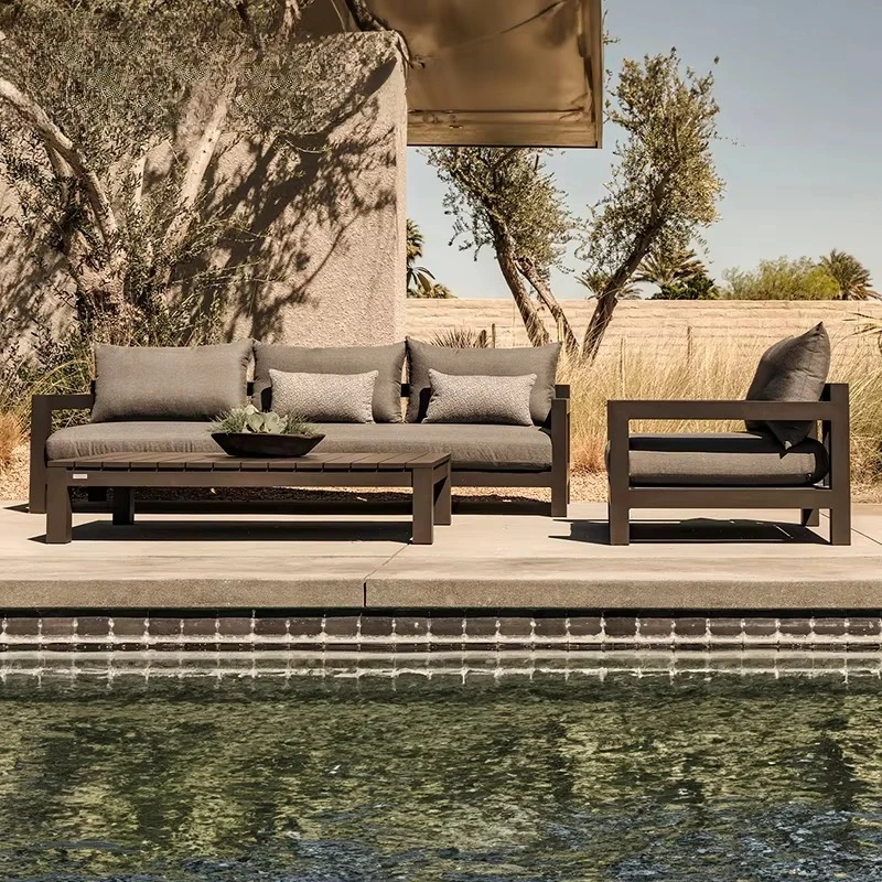 Villa Outdoor Sofa Aluminum Alloy Courtyard Resorts Waterproof Balcony Garden All-weather Single Lounge Coffee Table Furniture