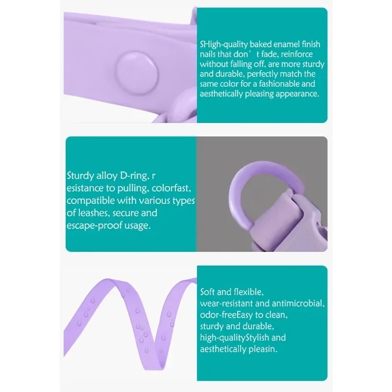 Neues Macaron-farbiges PVC-Hundehalsband, wasserdicht, schmutzabweisend, leicht zu reinigen, Haustierhalsband, verstellbares Halsband, Haustier-Hundehalsband – Detail 6
