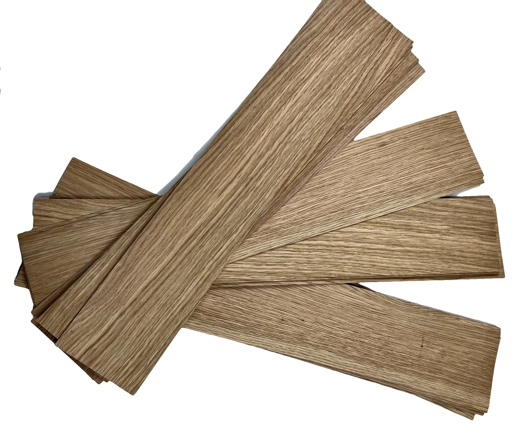 15 pz/lotto L:640x110x1mm fogli di impiallacciatura di legno con trucioli sottili di quercia bianca naturale