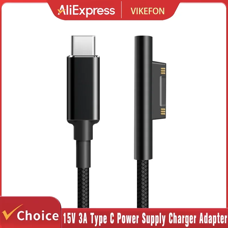 

15 В 3 А Тип C Блок питания Зарядное устройство Адаптер USB C PD Зарядный кабель для Microsoft Surface Pro 8/7/6/5/4/3 Laptop Book 3/2/1 GO