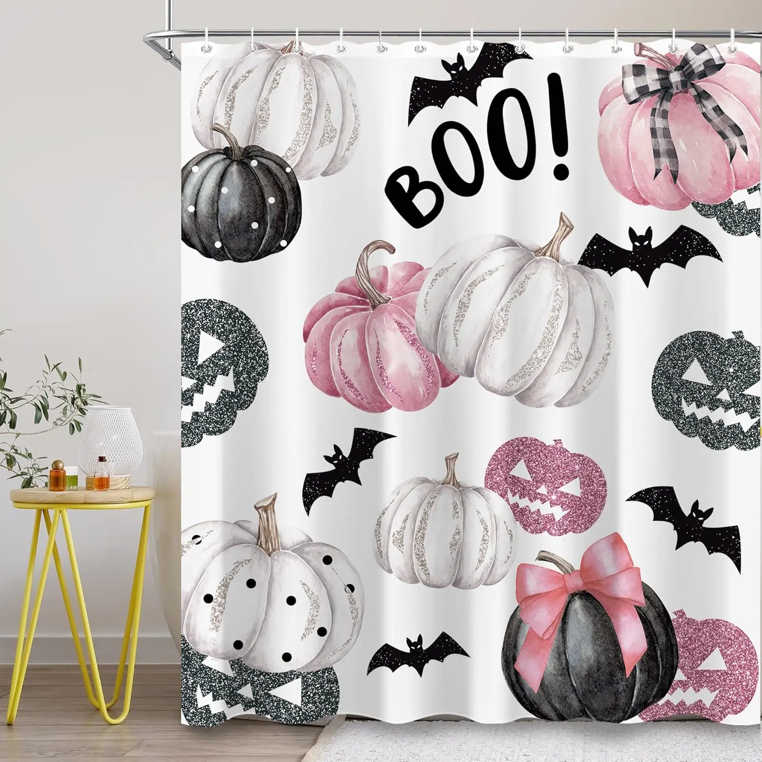 Funny Halloween Dog Ghost Shower Curtain Pumpkins Boo Tree Shower Curtain Holiday Fun Bats Polyester Bath Curtain Bathroom Decor