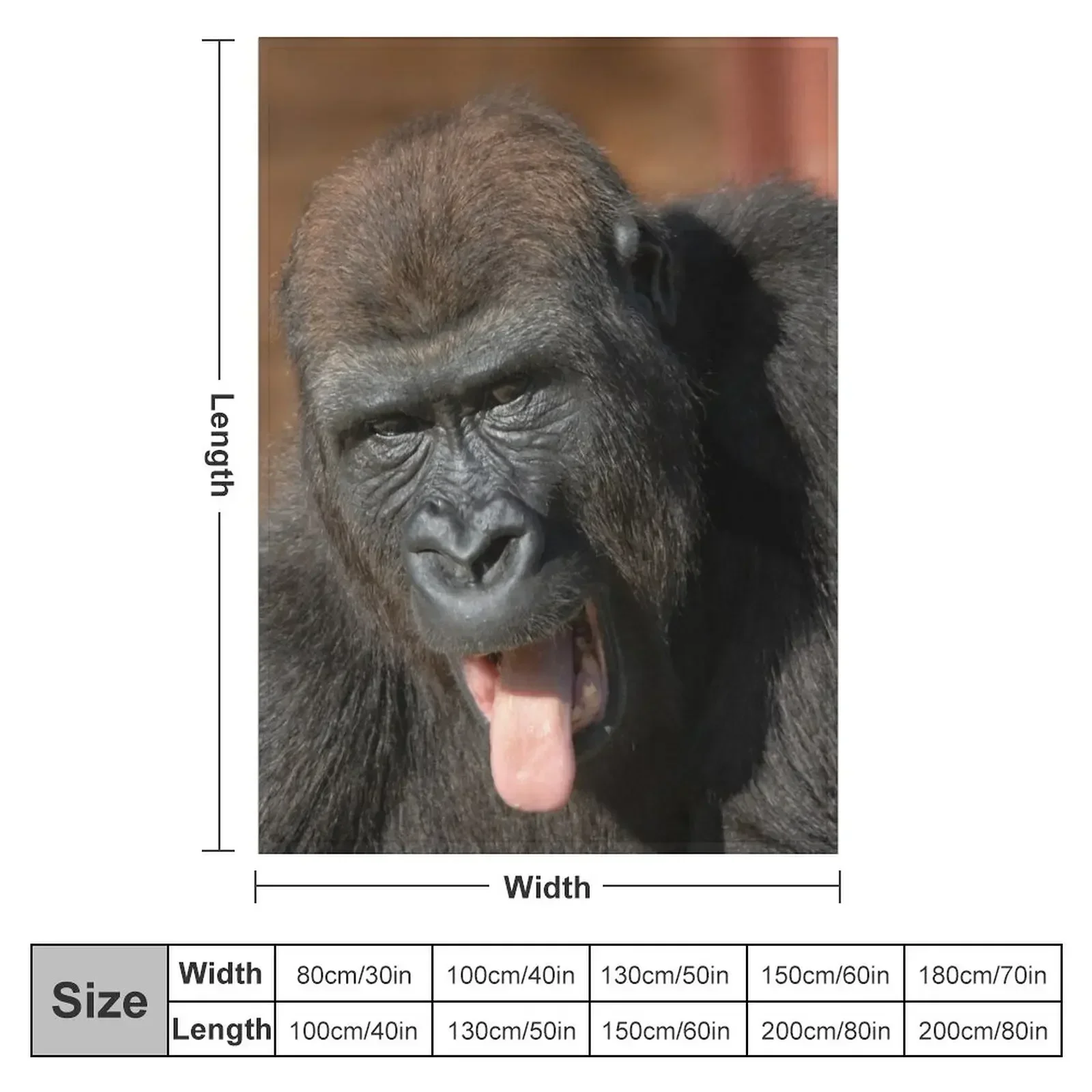 Gorilla Lope Showing His Tongue Throw Blanket cosplay anime Cute Blankets