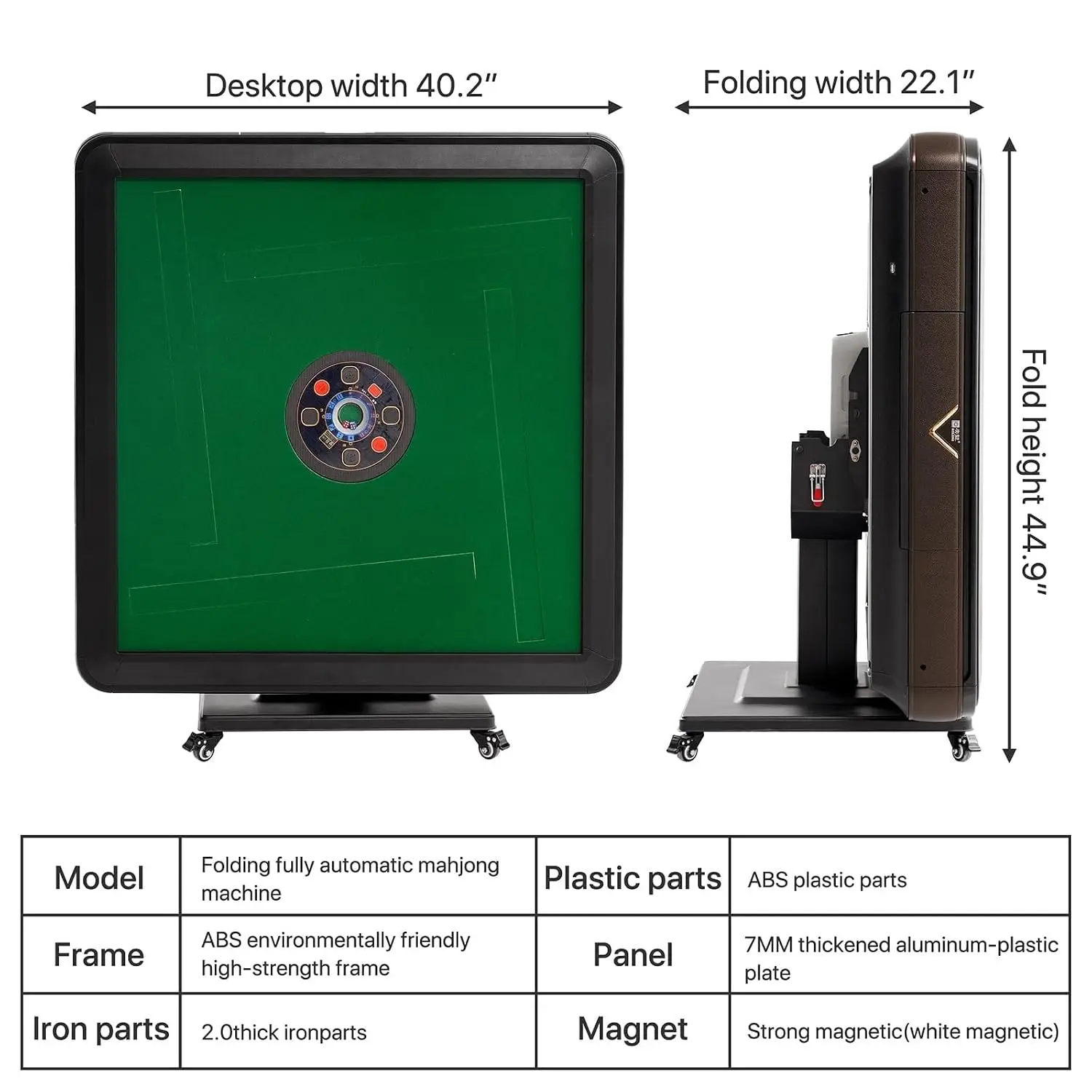 Automatic Mahjong Table with 2 Sets of 152 Tiles (42mm), Folding Electric Mahjong Shuffler with Wheels, Suitable, Customized