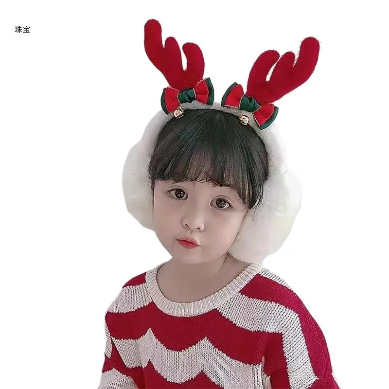 X5QE Christmas Theme Plush EarMuffs for Women and Kids Ear Warmer Headband for Winter Christmas New Year Gifts