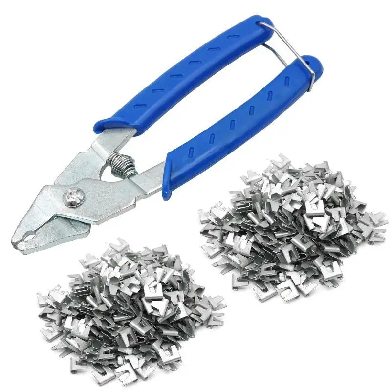 Farm Animals Cage Installation Plier Poultry Cage Fastening Clamp Plier with 600 Nails Cage Fixing Buckle Rabbit Bird Cage Tools