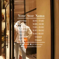 Opening Hours With Custom Business Logo Shop Custom Window Door Vinyl Sticker Decal For Store Restaurant Office Salon