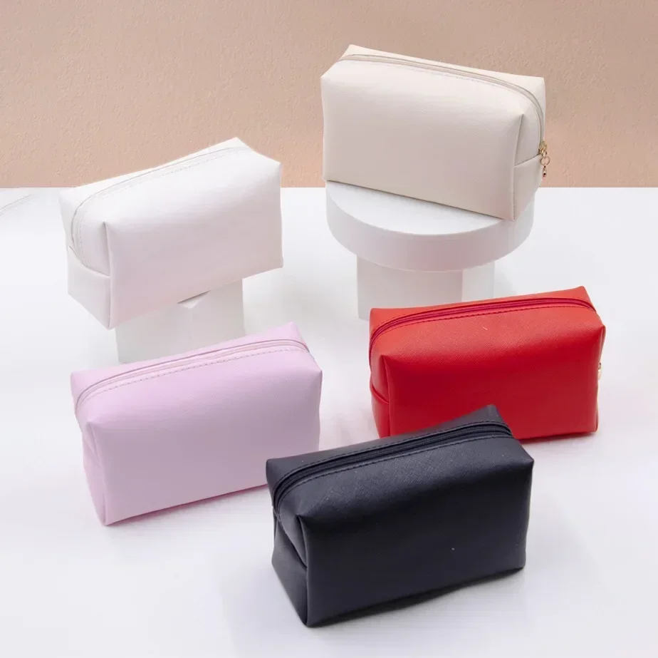 Bolsas de cosméticos de gran capacidad para mujer, organizadores de maquillaje de cuero PU con asa superior impermeables, bolsas de almacenamiento