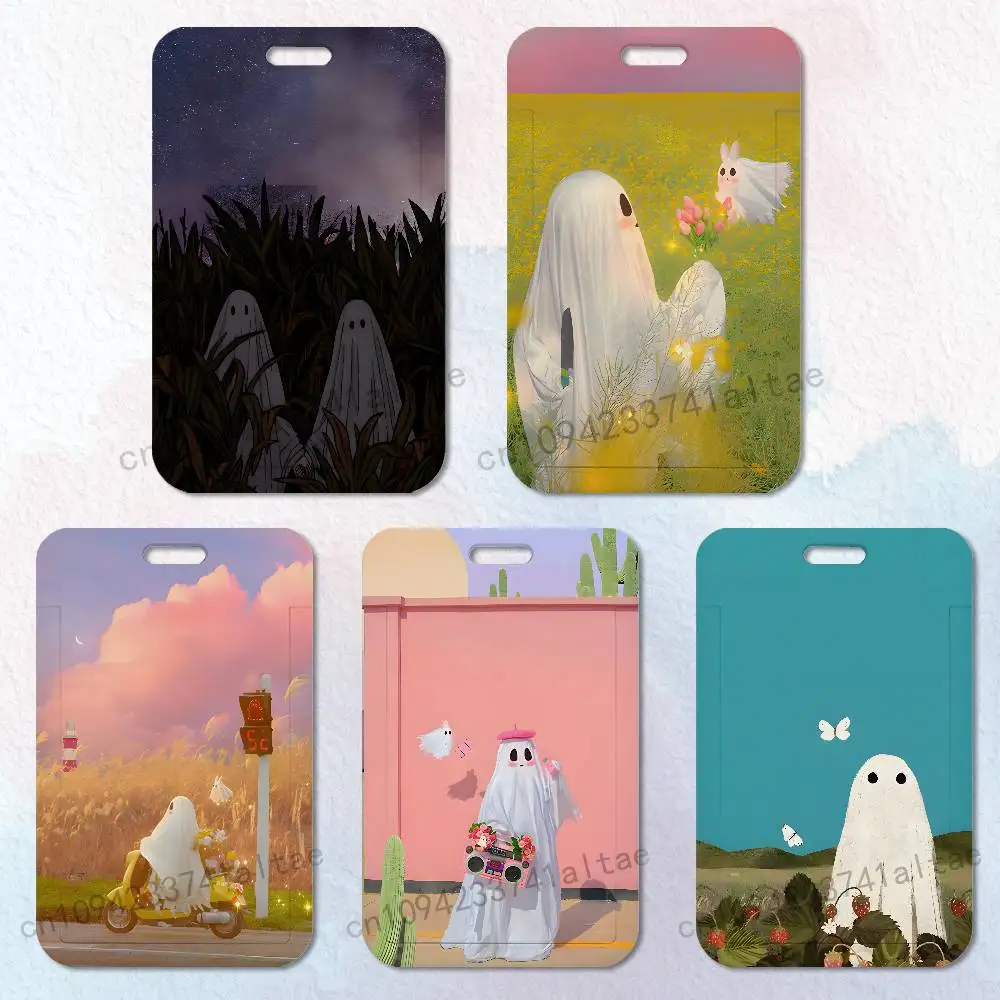 

Cute Ghost Card Holder Lanyard Camera Neck Strap Credit Card Case ID Badge Credentials Protection