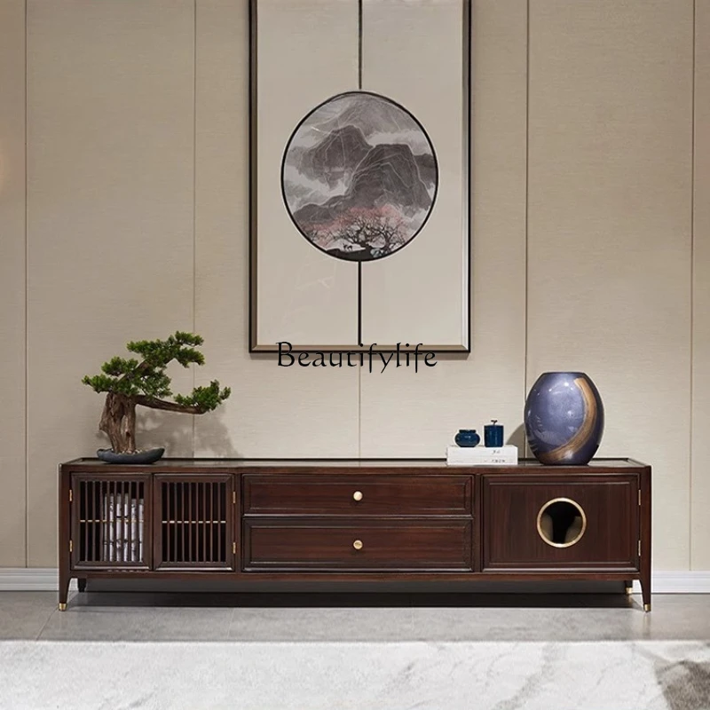 

New Chinese ebony TV cabinet solid wood floor cabinet living room furniture