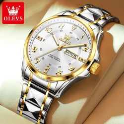 OLEVS 2910 Quartz Men's Watch Classic Luxury Alloy Strap High Quality Stainless Steel Waterproof Calendar Watch Reno Masculino