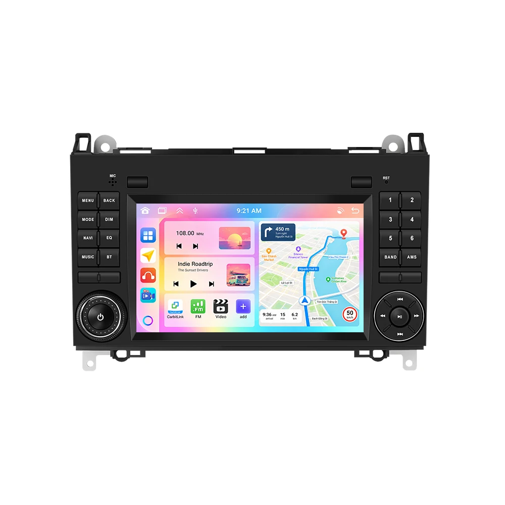 Podofo 7'' 6G+128G Android Auto-Multimedia-Player für Mercedes Benz Sprinter W906 W209 A-Klasse W169 B-Klasse W245 Viano/VITO GPS-Navigation WiFi BT Smart Car Systems CarPlay Android Auto Autoradio