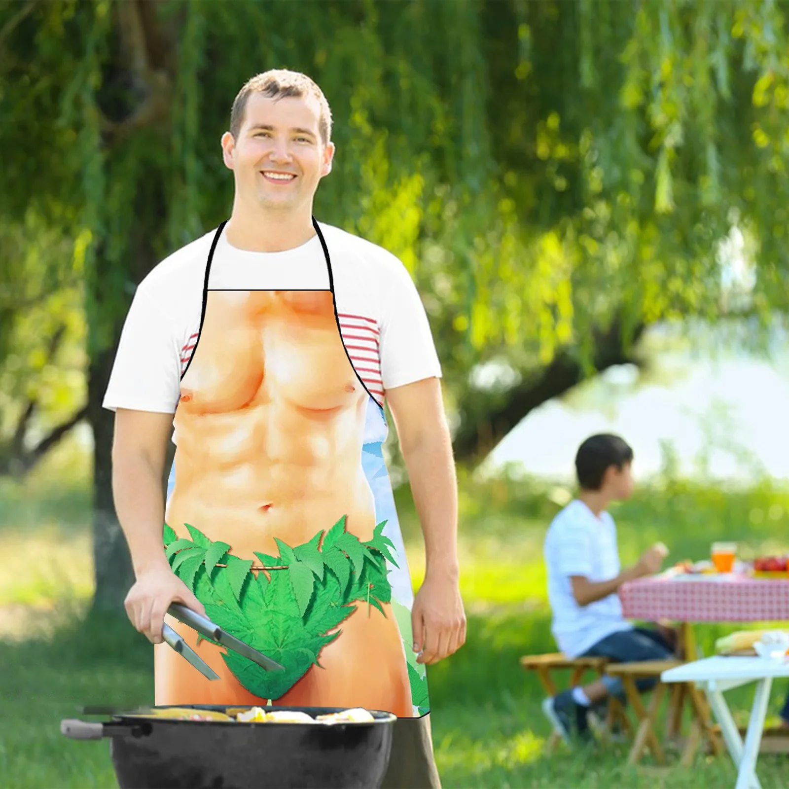 Funny Kitchen Apron Digital Printed Muscle Man Sexy Women Home Cleaning Party Personality Creative Pattern Kitchen Accessories