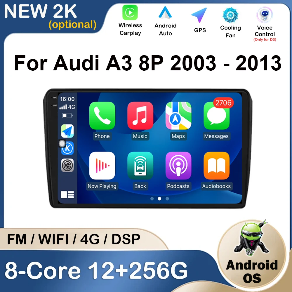 

For Audi A3 8P 2003 - 2013 Car Multimedia Radio Video Player GPS Navigation Bluetooth WIFI DSP Stereo IPS HD Screen Auto Tools