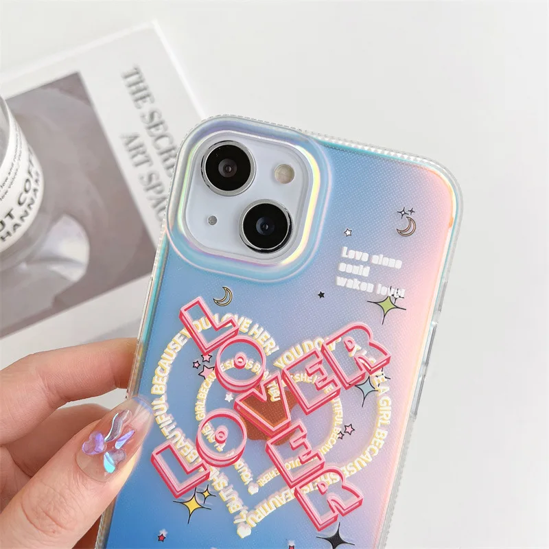 For iPhone 14Promax 2023 New Ins Net Red Korean Style Laser Gradient Acrylic Phone Case 14Pro 13Promax 12 11