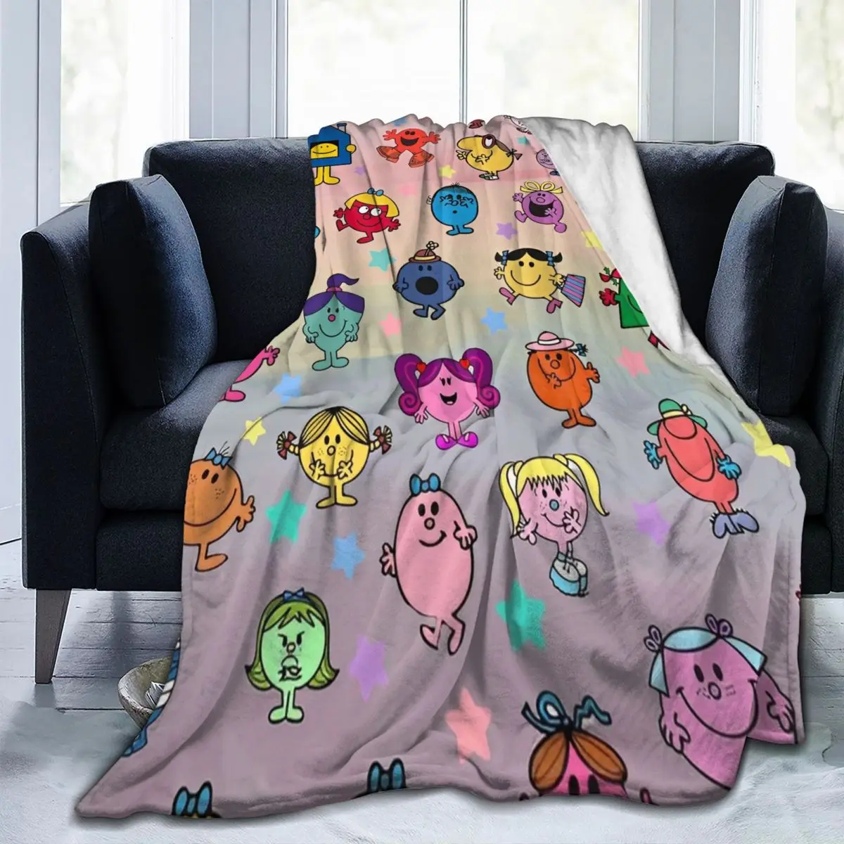 Super Zachte DekenKids Reizen Mr M-Men Cartoon Kleine M-Miss Gooi Deken Flanel Sprei Voor Outdoor pluizige Slaapbank Cover