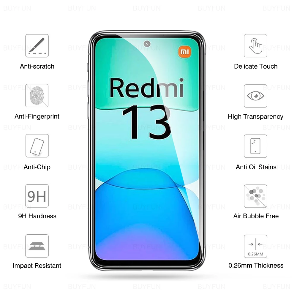 4 SZTUK Ochraniacz ekranu do Xiaomi Redmi 13 Redmi13 4G Szkło ochronne redmy Red Mi 13 xaomi redmi13 6,79 cala 2024 Folia hartowana