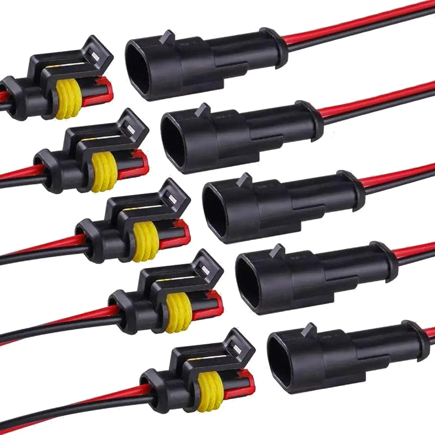 5/20/100Sets AMP1.5 Connector 1P 2P 3P 4P 5P 6P Waterproof Electrical Auto Plug Male Female with Wire 18AWG harness  Motorcycle