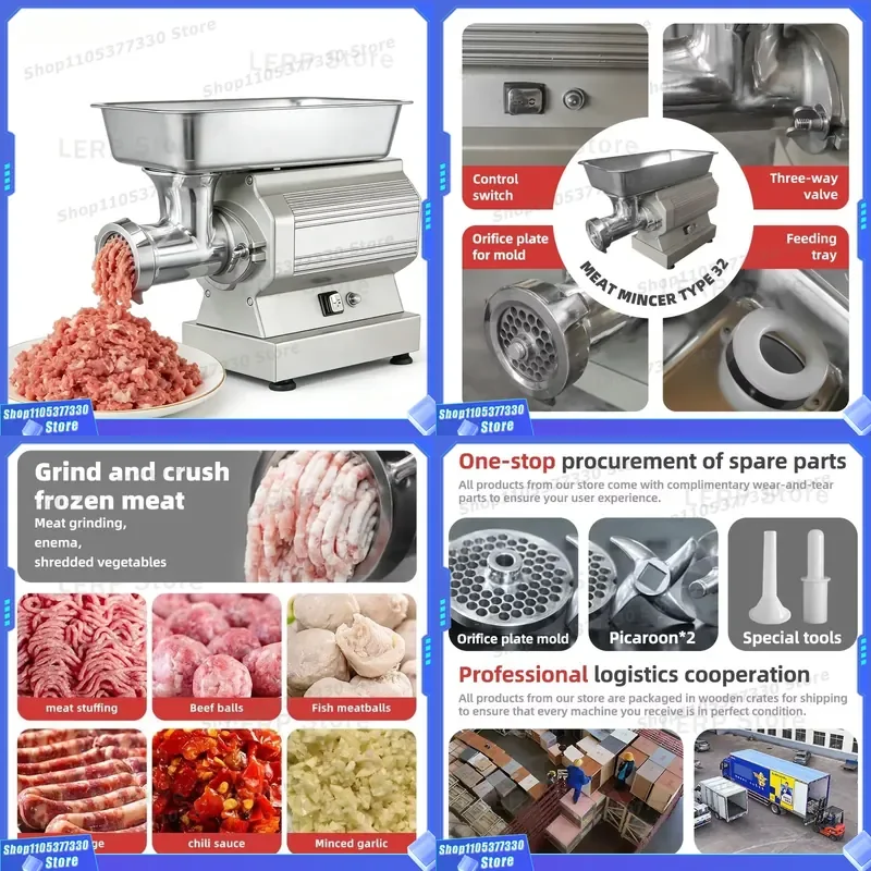 Commercial Electric Meat Grinder 1500W 220V Desktop Aluminum Alloy Heavy Duty Food Processor for Home Kitchen Use 1500W 220V