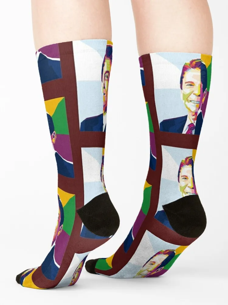 صورة عتيقة لجوارب رونالد ويلسون ريغان الكثير من الجوارب الرياضية والترفيهية الهيب هوب للرجال ذات علامة تجارية فاخرة للنساء