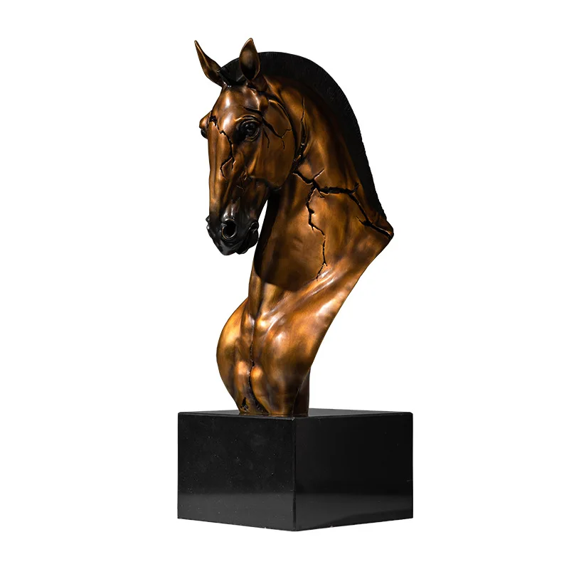 

Bronze gold years horse head brass ornament villa exhibition hall model room entrance study horse head bronze handicraft ornamen