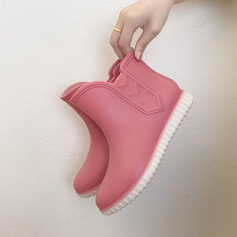 Women's Rain Boots Fashion Low Top Short Rain Boots Kitchen Non-Slip Water Shoes Waterproof Rubber Shoes Women's Wading Shoes