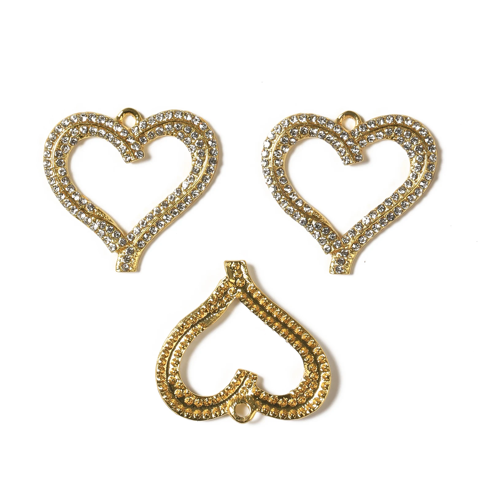 

10pcs Heart Charms with Rhinestone Fit for Bracelet Bangle Making DIY HT0112-HT0113