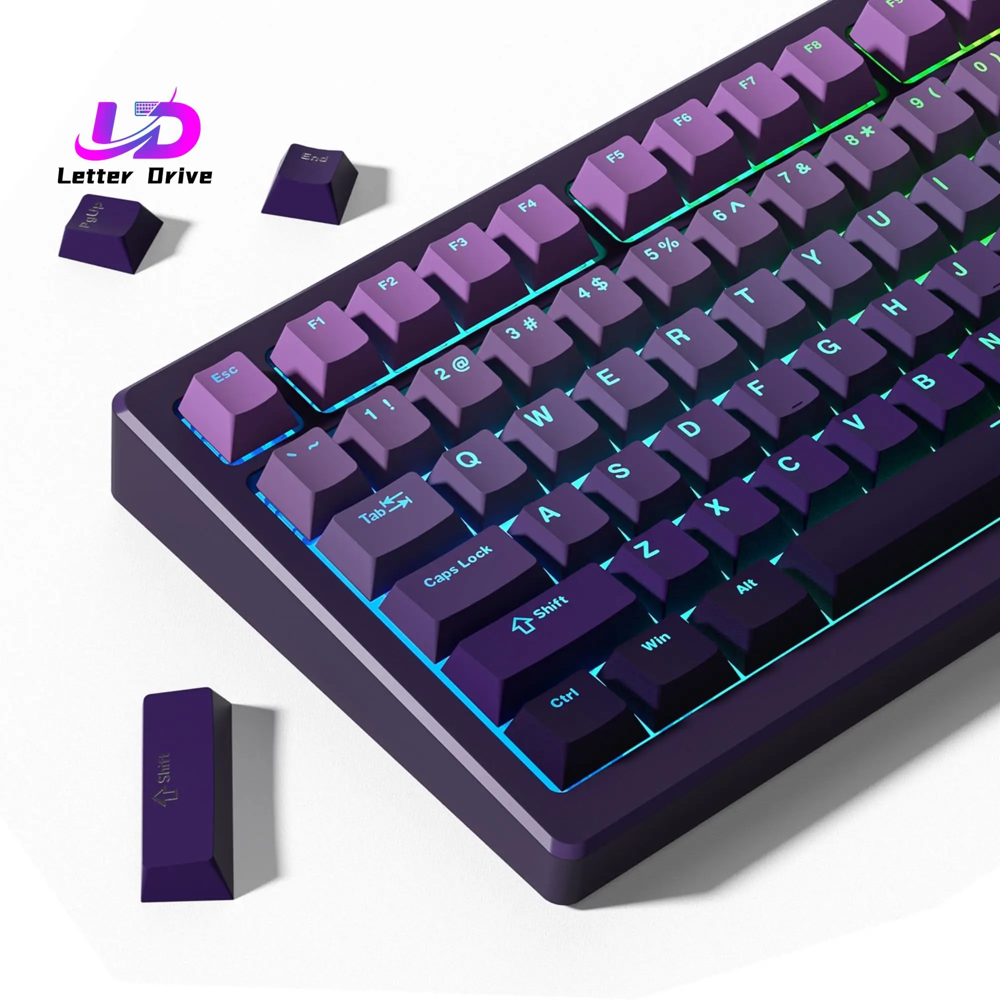 134 Tasten Benutzerdefinierte Lavendel-Lila Double-Shot Keycaps Durchscheinende PBT-Tastenkappen für Cherry Gateron MX Schalter Mechanische Tastaturen
