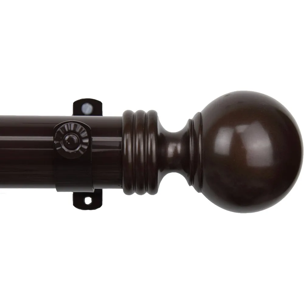 مجموعة قضيب ستارة كروية مقاس 1.5 بوصة من الكاكاو لنوافذ 28 إلى 48 بوصة مع كلمة مفاتيح ذات ذيل طويل #3
