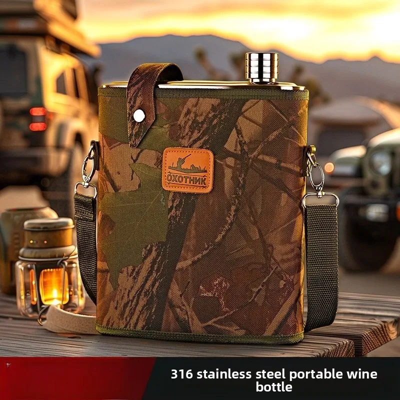 قارورة الورك من الفولاذ المقاوم للصدأ 304 - زجاجة مشروبات خارجية ذات سعة كبيرة، للويسكي والفودكا والبوربون على رحلات المشي لمسافات طويلة/التخييم