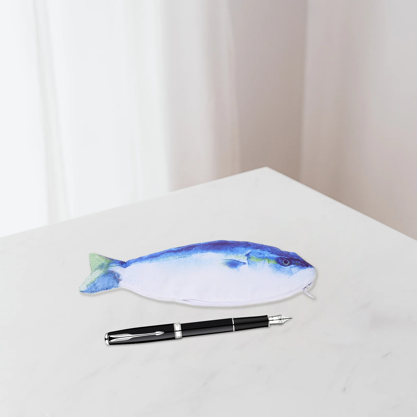 حقيبة أقلام رصاص على شكل سمكة، سعة كبيرة، منظم قرطاسية مضاد للتآكل، حقيبة فرشاة مكياج محمولة، حافظة أقلام كاواي، سحاب لطيف