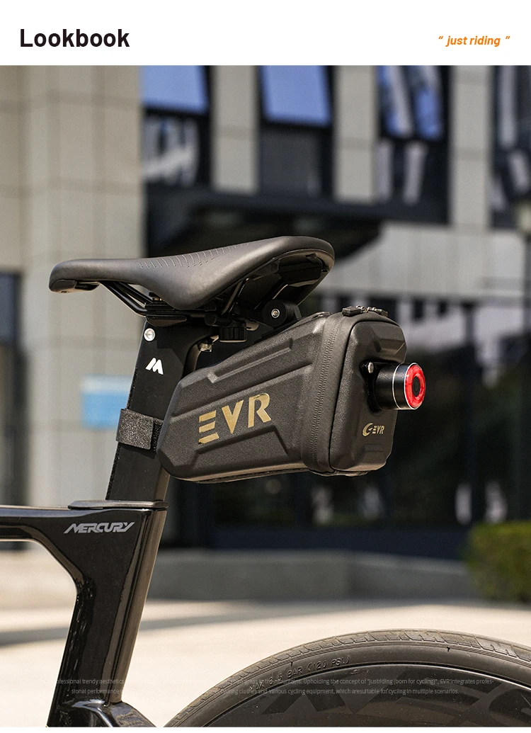 EVR Fahrrad-Hecktasche 1,25L Wasserdichte Satteltasche mit Rücklicht Hartschalen-Mountainbike-Rennrad-Aufbewahrungstasche – Detail 10