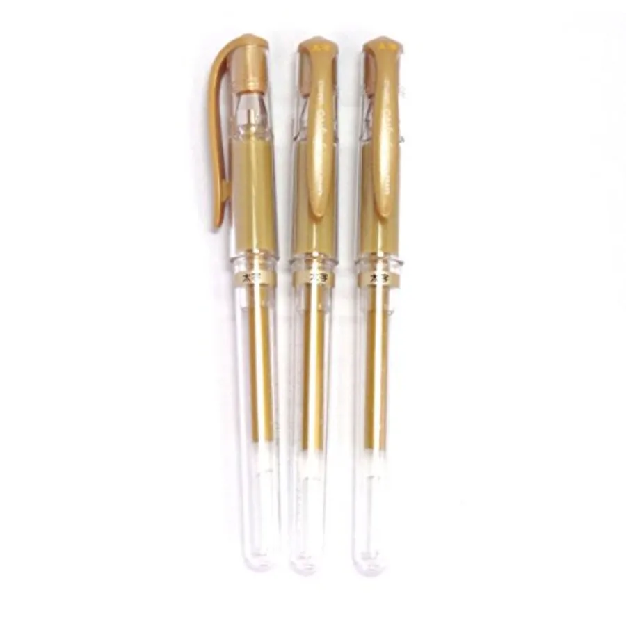 

Signo Broad Point Gel Impact Pen Gold Ink, 1.0mm, 3 pens per Pack Japan import [Komainu-Dou Original Package]