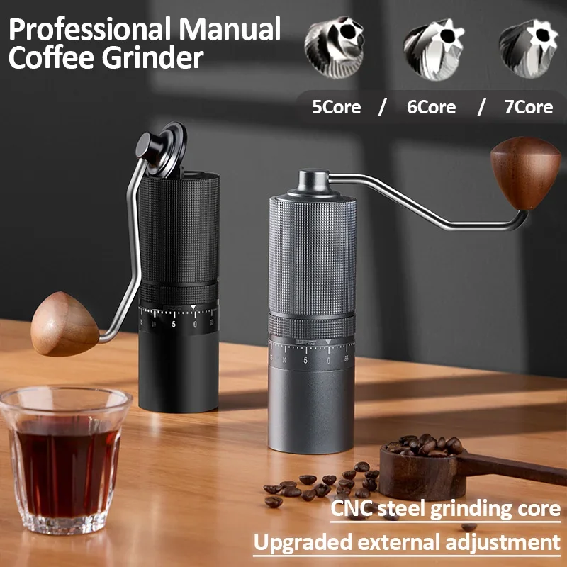 

7-core external adjustable manual coffee grinder, professional manual coffee machine, easy to carry for outdoor camping