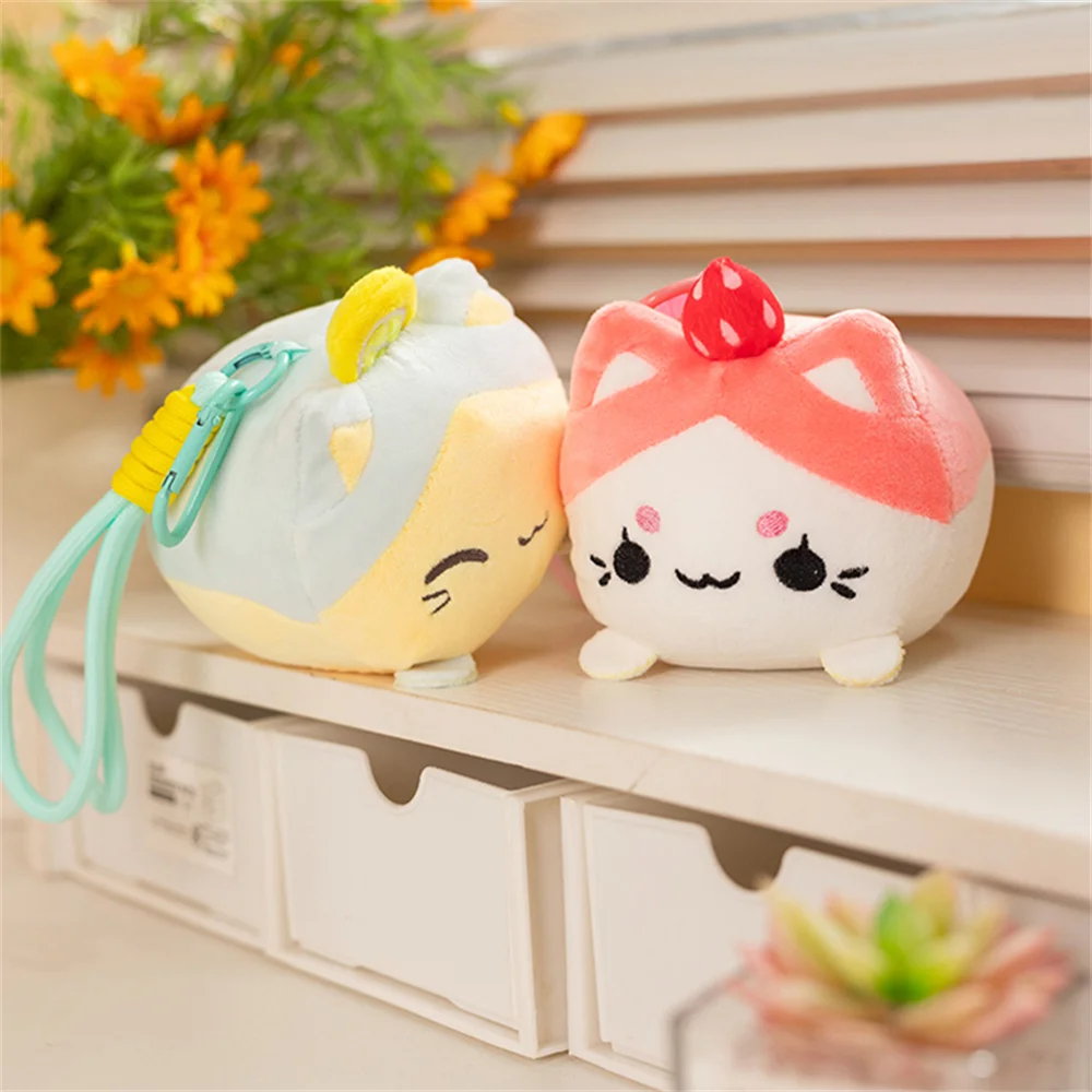 12 cm simpatico peluche frutta gatto peluche limone fragola gatto ciondolo decorazione zaino regalo Kawaii per ragazze e bambini