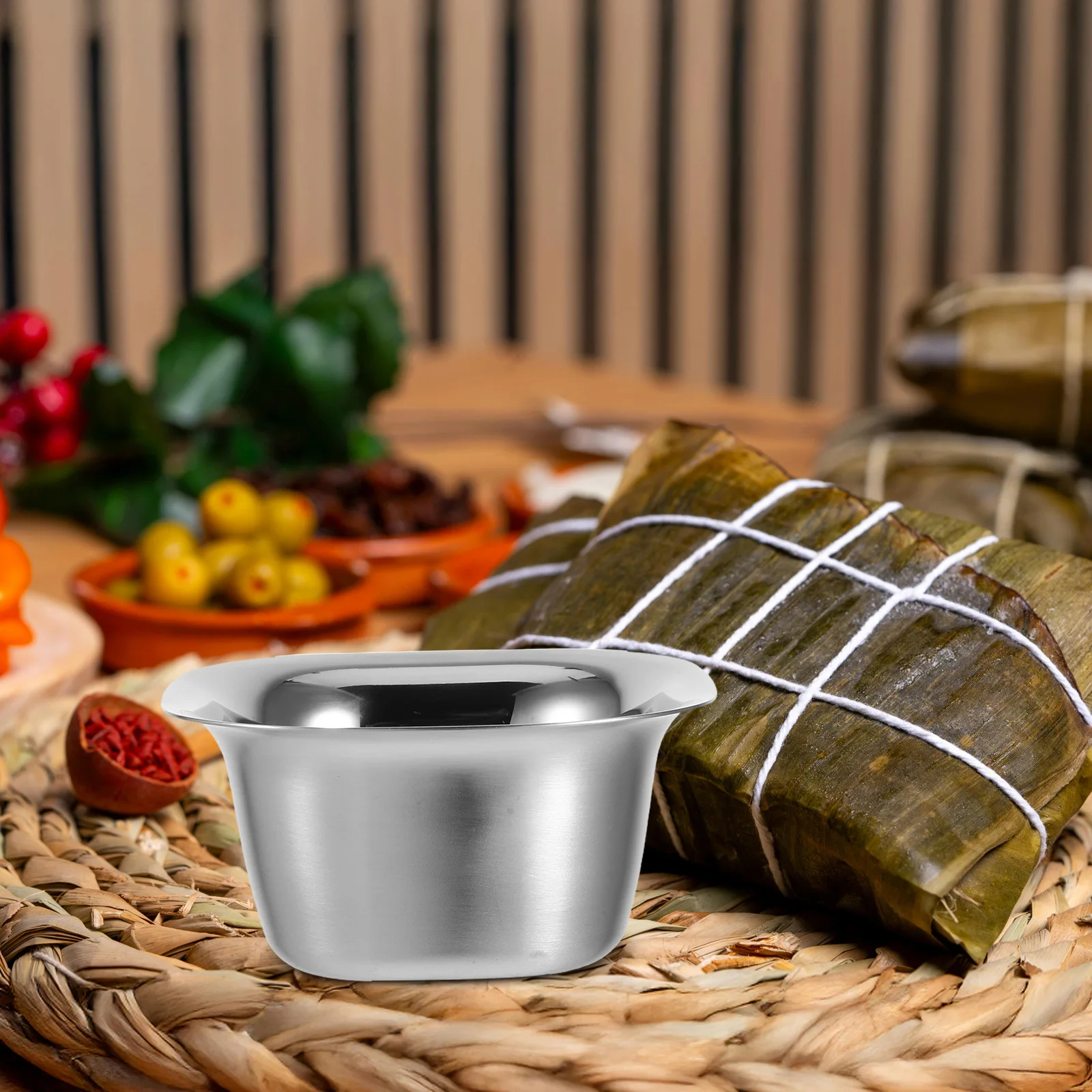 أوعية الوجبات الخفيفة المصقولة المصنوعة من الفولاذ المقاوم للصدأ ذات الشكل المربع وتصميم قابل للتكديس مثالي للحلويات وغمس الصلصات والتوابل ومخزن المطبخ #5