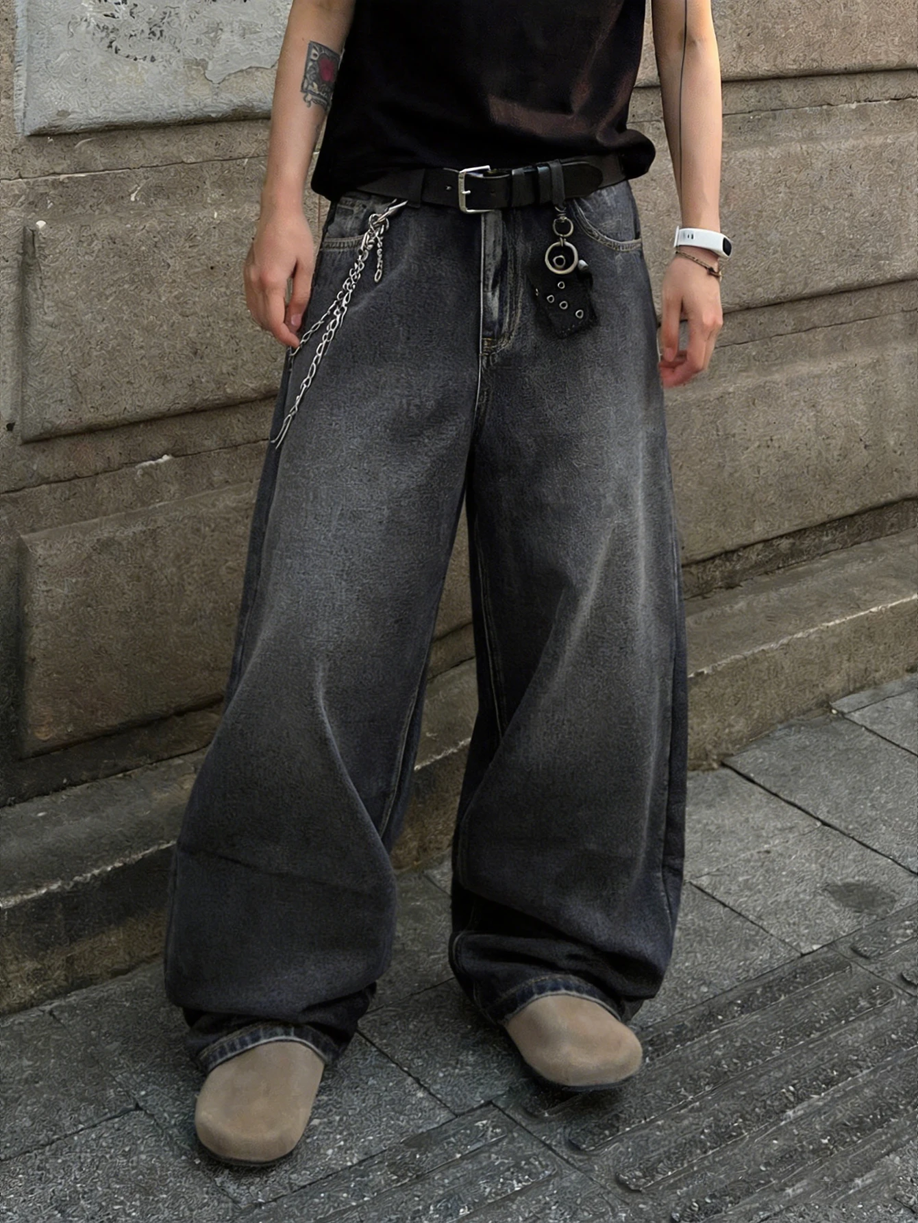 Men's Minimalist Y2K Jeans, Retro Baggy Wide-Leg Pants For Men, Versatile Loose-Fitting Casual Denim Trousers, All Seasons
