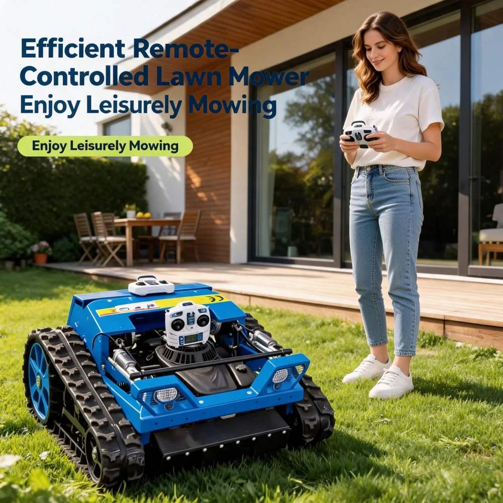 

Small Tracked Lawn Mower 800mm Cutting Width Remote Control Zero Turn Multi-use Trimmer CE Certified High Efficiency Landscape