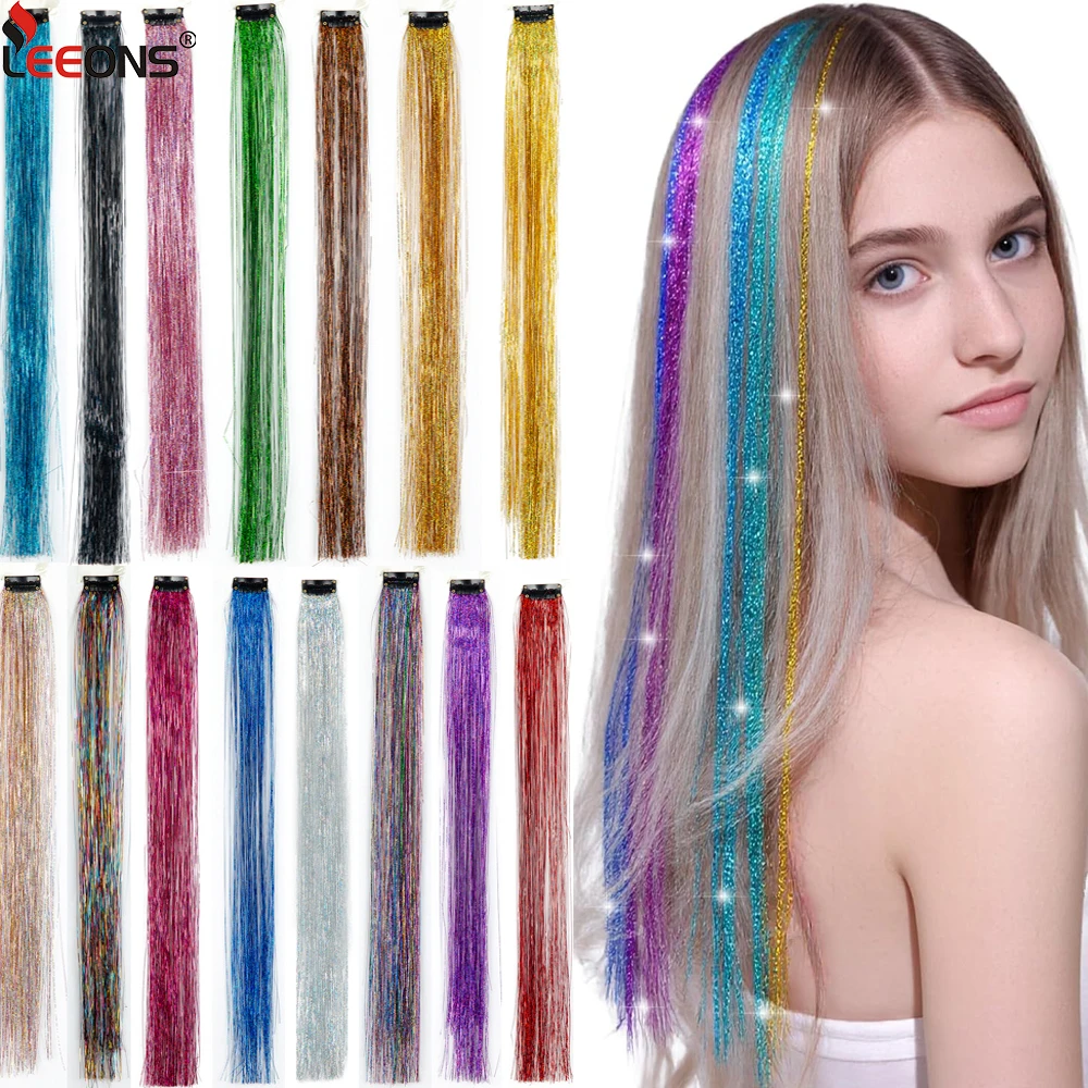 

Набор блестящих накладных прядей для волос (1 шт.), 19,5 дюймов, для вечеринок, для женщин